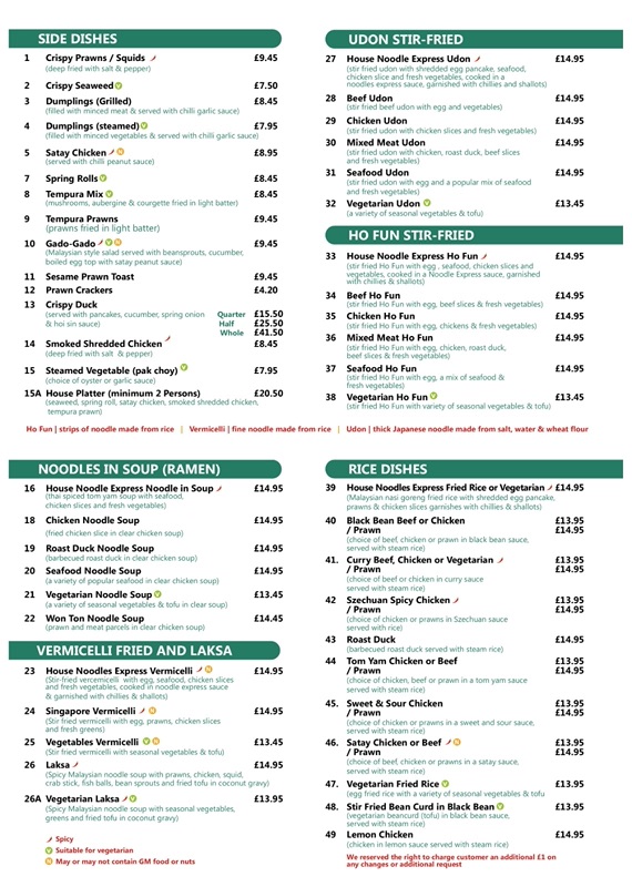 Laksa printed menu — food